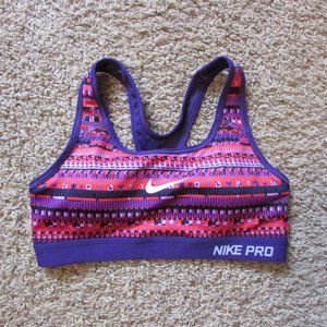 NEW Nike Pro Small Purple Red Removable Padded Sports Bra Racer Back